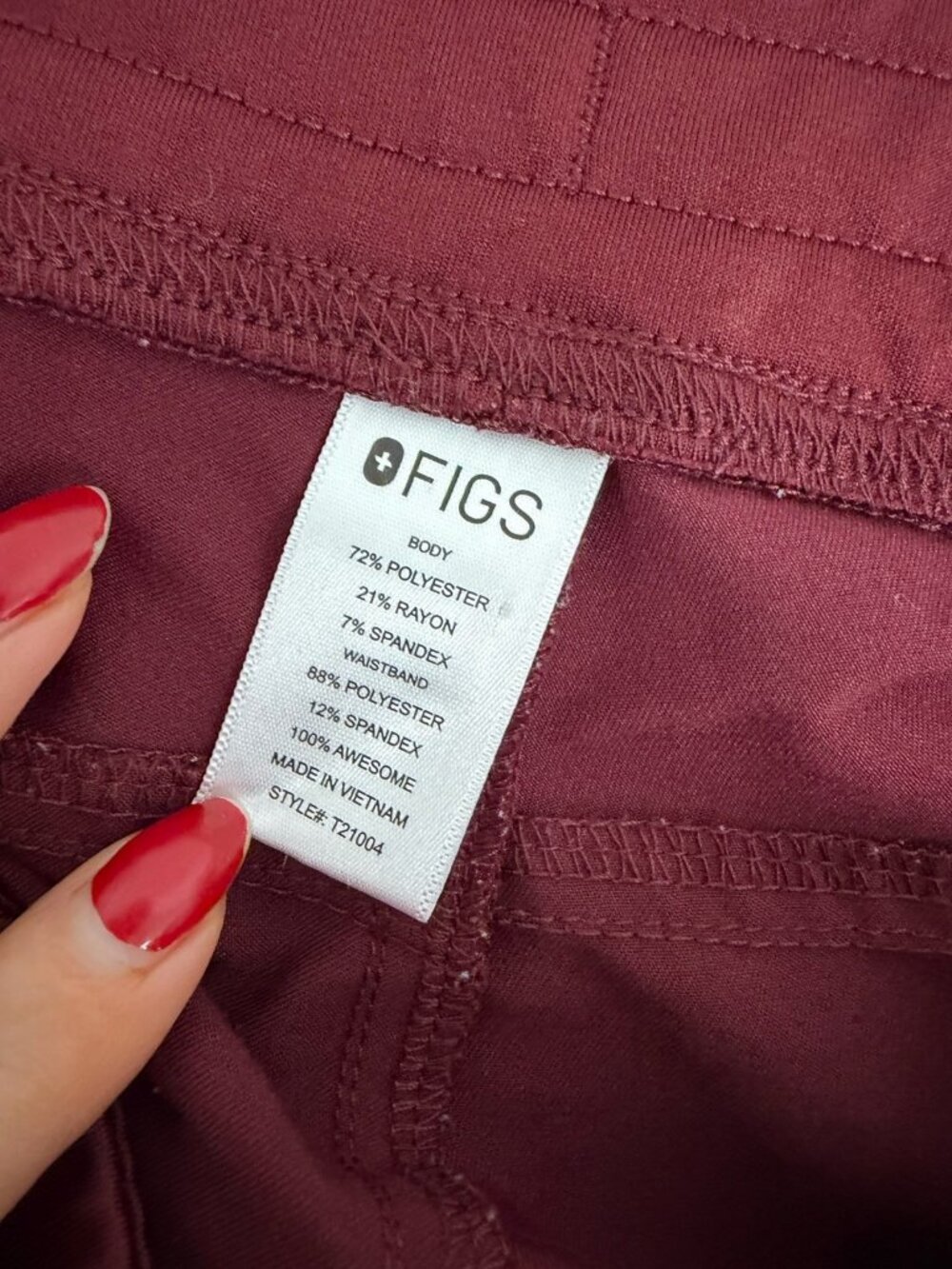 FIGS Scrub Pants Womens XL Burgundy Technical Collection Cargo Pockets T21004 - Picture 8 of 12